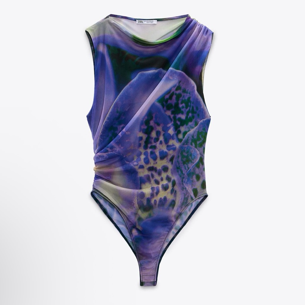 Zara Multicolor Abstract Sleeveless Bodysuit